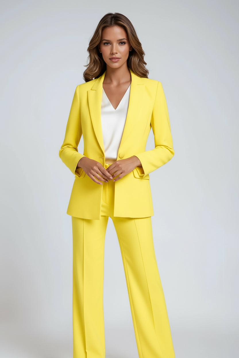 Completo di lino con blazer e pantaloni a gamba larga — Tailleur elegante due pezzi