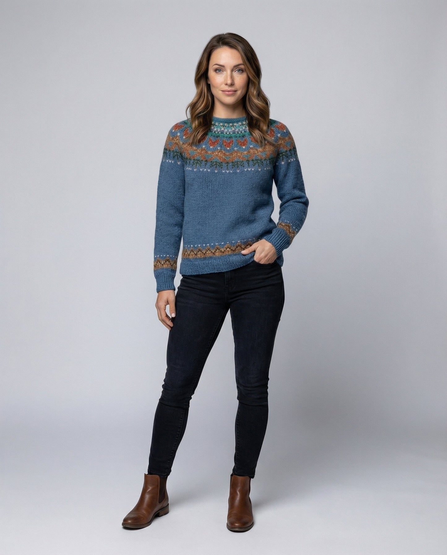 Maglione in lana in stile nordico vintage — Maglione caldo invernale