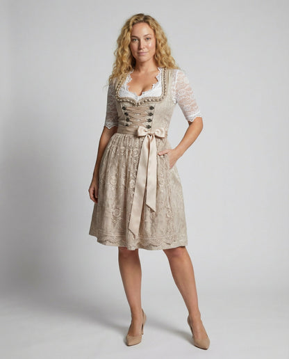 Abito tradizionale dirndl — Abito da Oktoberfest con blusa in pizzo