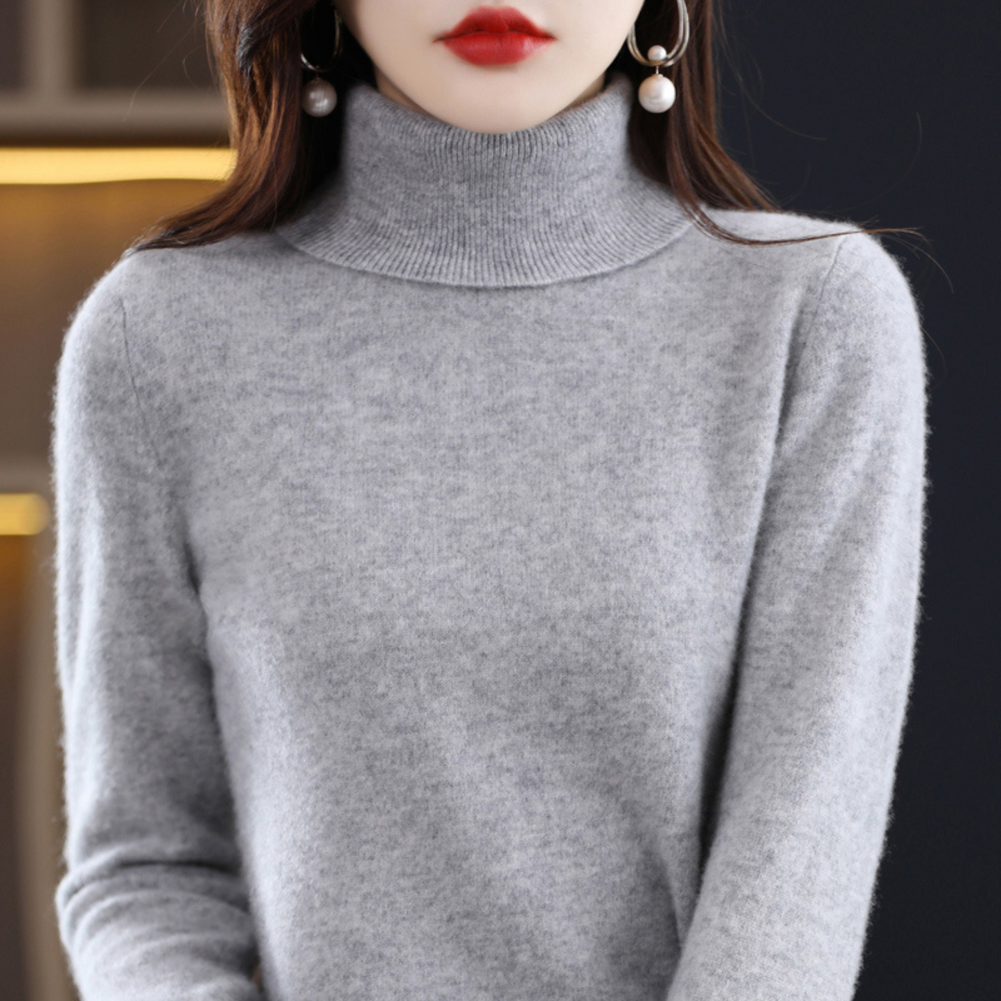 Jersey de cuello alto para mujer, suave
