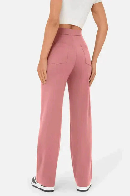 Pantaloni di lino a gamba larga e vita alta — Pantaloni casual da giorno