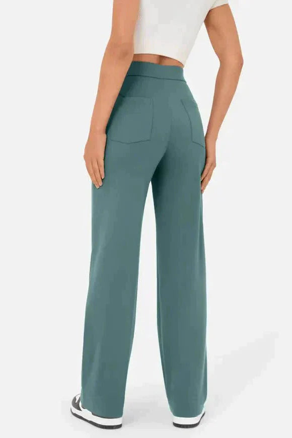 Pantaloni di lino a gamba larga e vita alta — Pantaloni casual da giorno