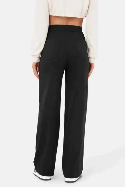 Pantaloni di lino a gamba larga e vita alta — Pantaloni casual da giorno