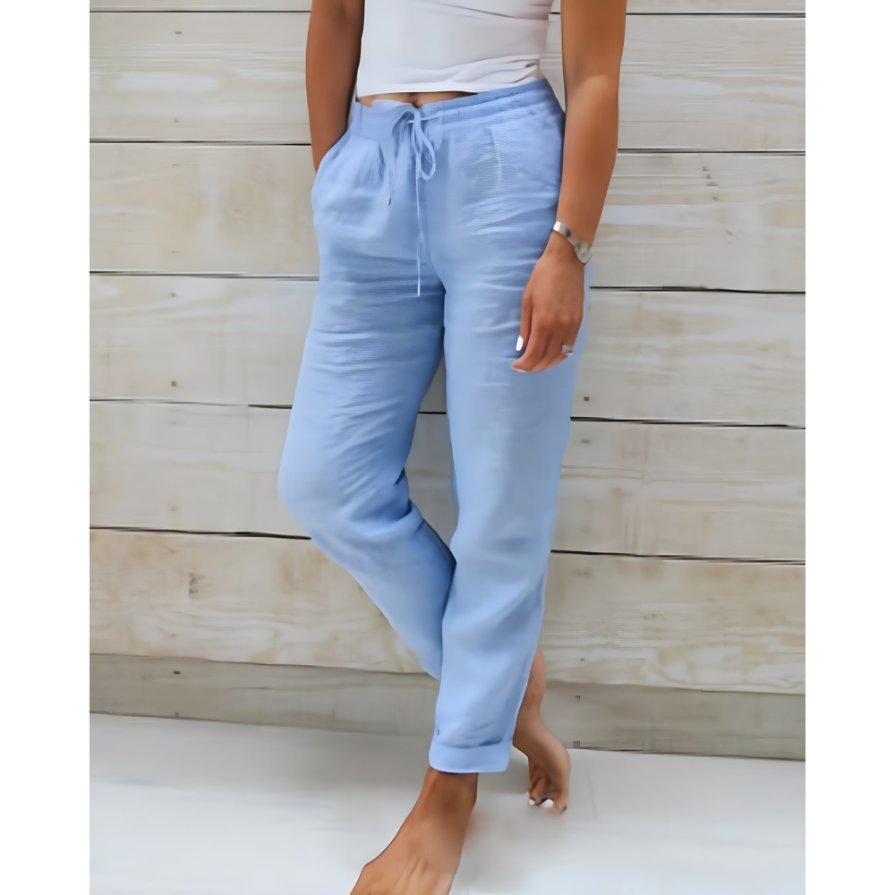 Pantaloni a vita alta con coulisse — Pantaloni fluidi dal taglio comodo