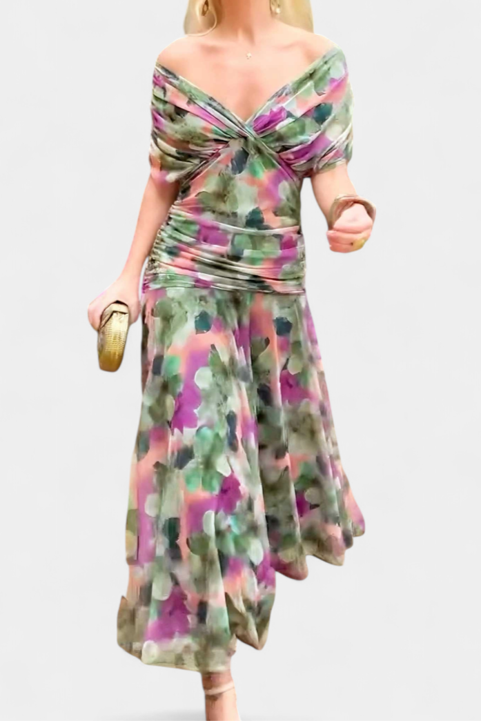 Vestido largo para mujer, escote en pico