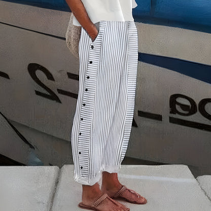 Pantalones de rayas para mujer, panel lateral