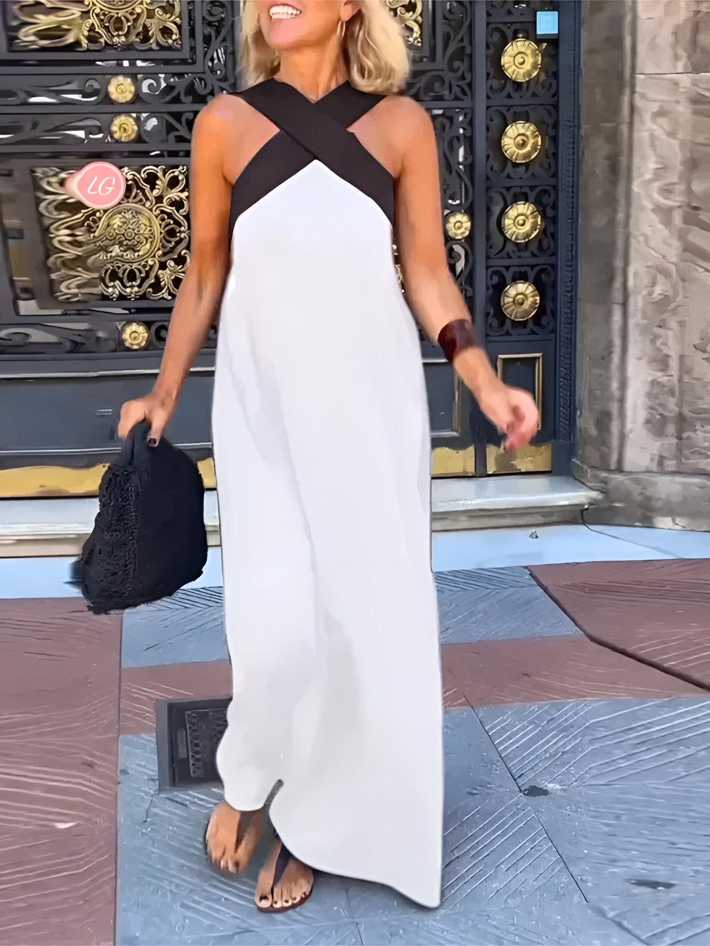 Vestido maxi cruzado para mujer, elegante