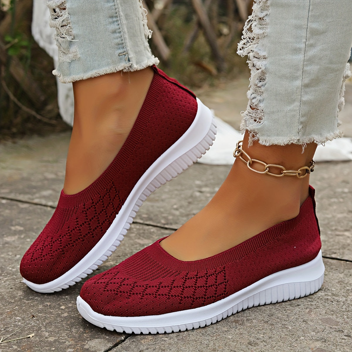 Zapatos de punto para mujer, calzado de diario