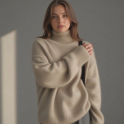 Jersey de cuello alto para mujer, punto premium
