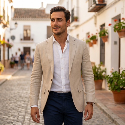 Blazer entallado para hombre, solapas definidas