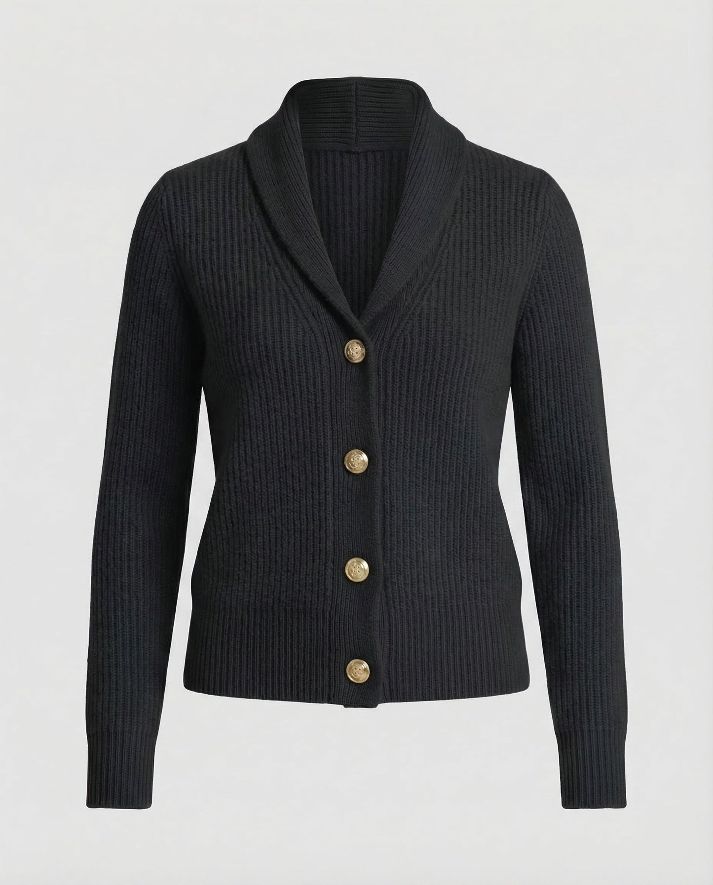 Cardigan in maglia con revers e bottoni — Giacca in maglia a manica lunga