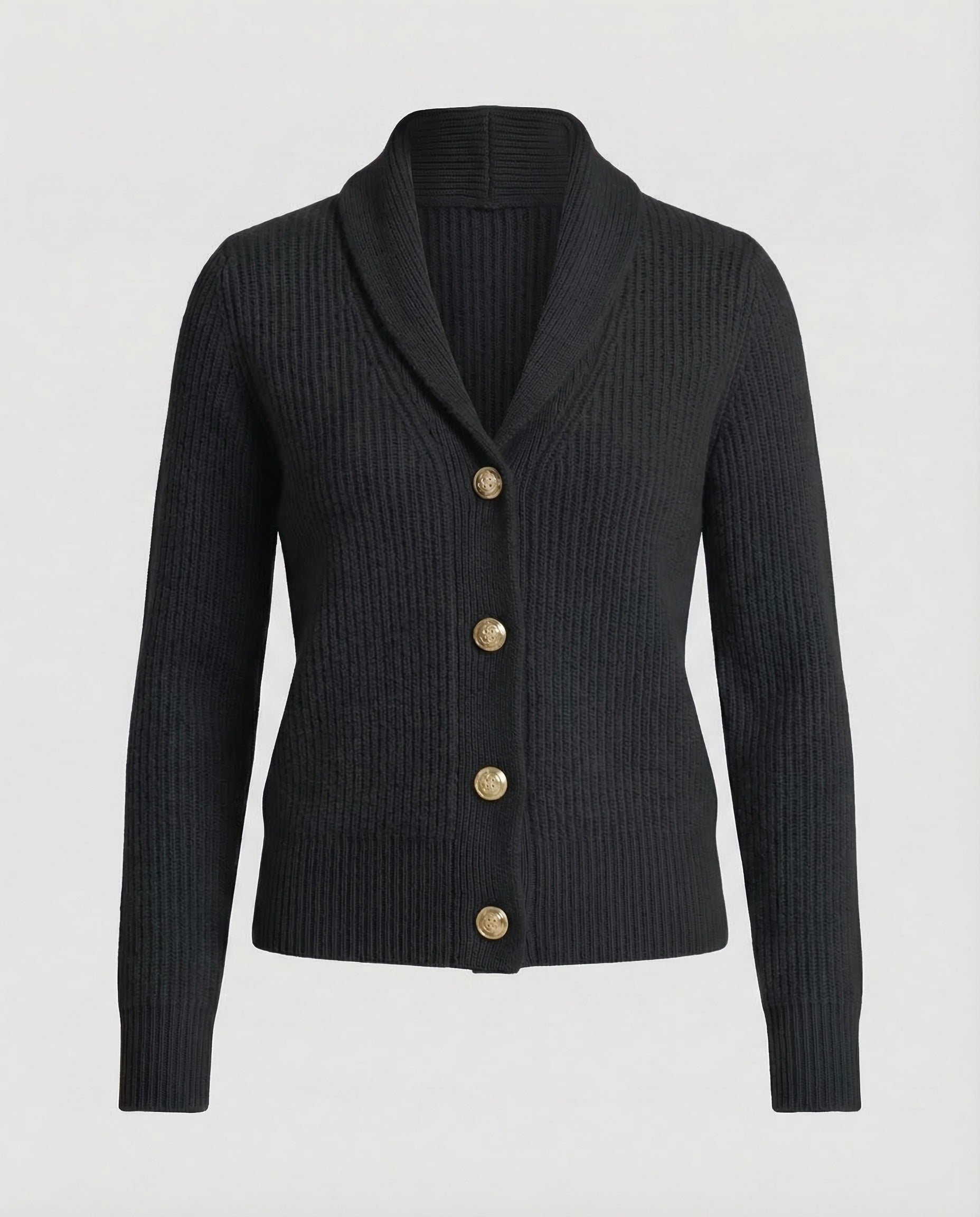 Cardigan in maglia con revers e bottoni — Giacca in maglia a manica lunga