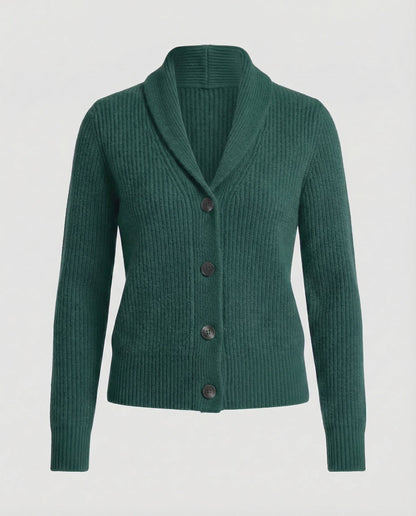 Cardigan in maglia con revers e bottoni — Giacca in maglia a manica lunga