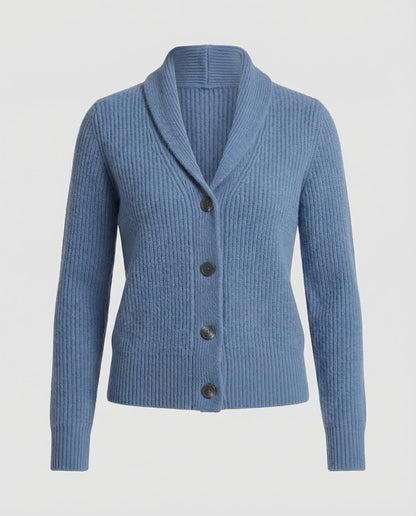 Cardigan in maglia con revers e bottoni — Giacca in maglia a manica lunga