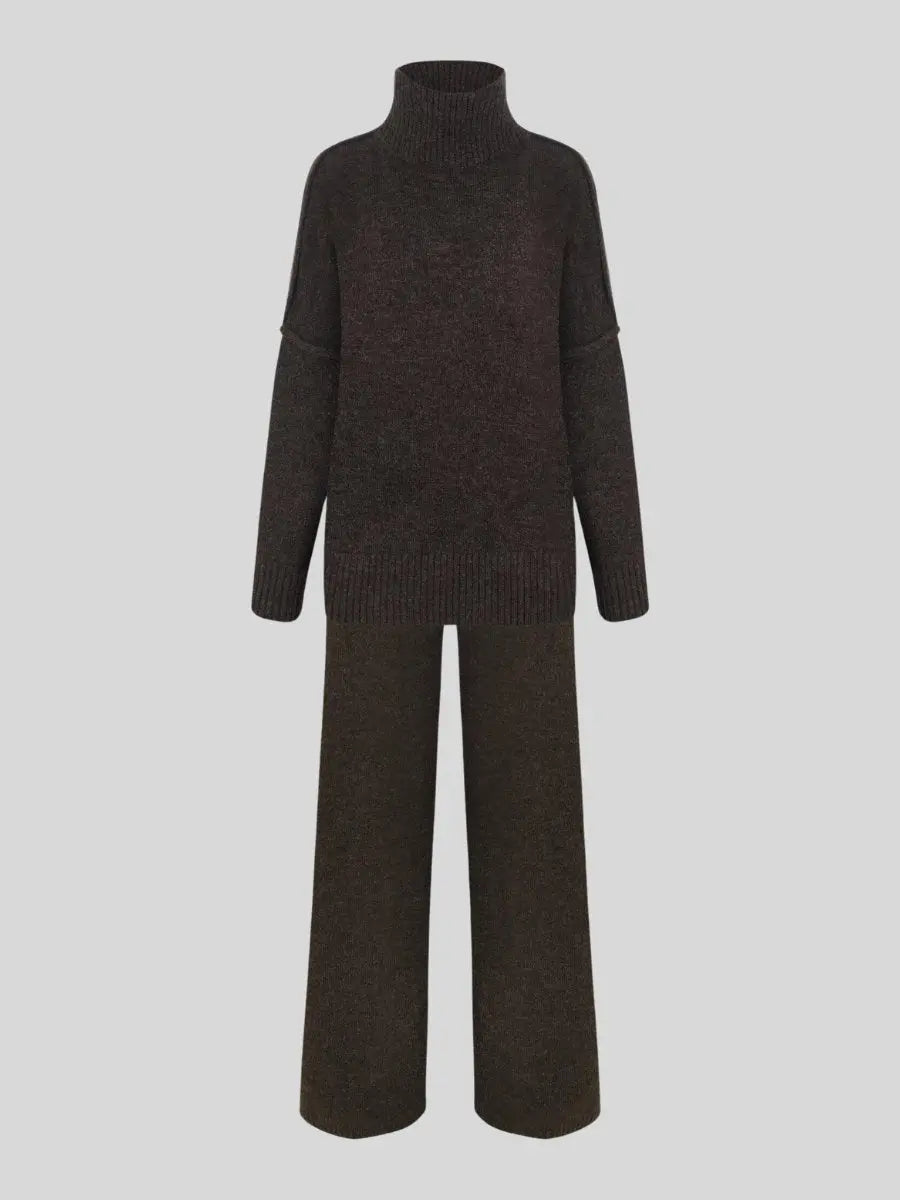 Completo in maglia due pezzi — Maglione e pantaloni a gamba ampia