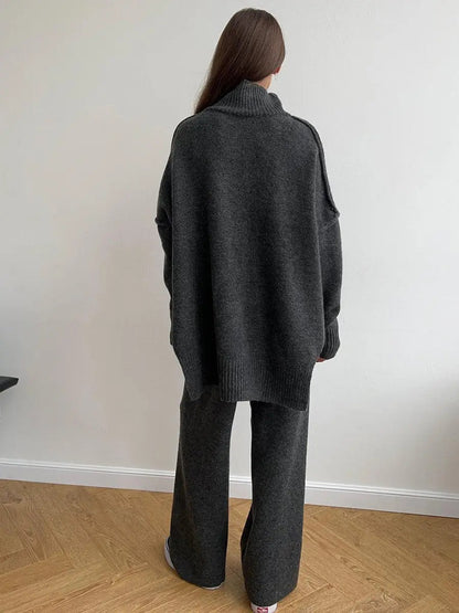 Completo in maglia due pezzi — Maglione e pantaloni a gamba ampia