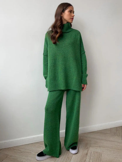 Completo in maglia due pezzi — Maglione e pantaloni a gamba ampia