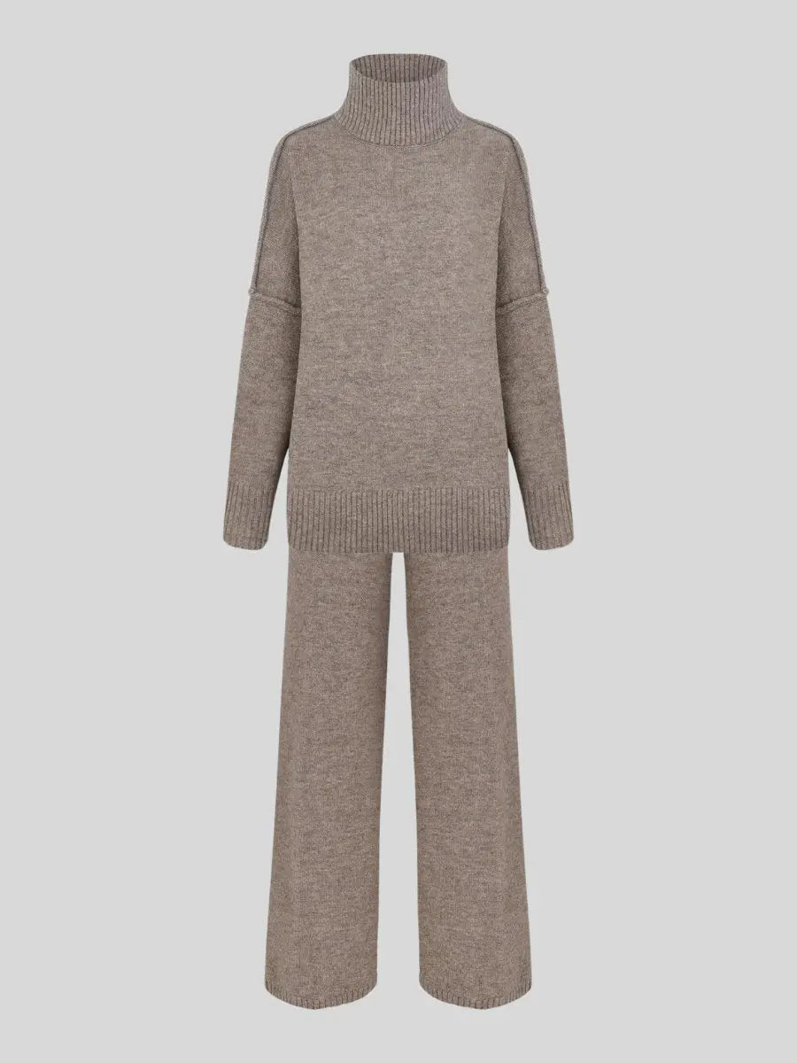Completo in maglia due pezzi — Maglione e pantaloni a gamba ampia