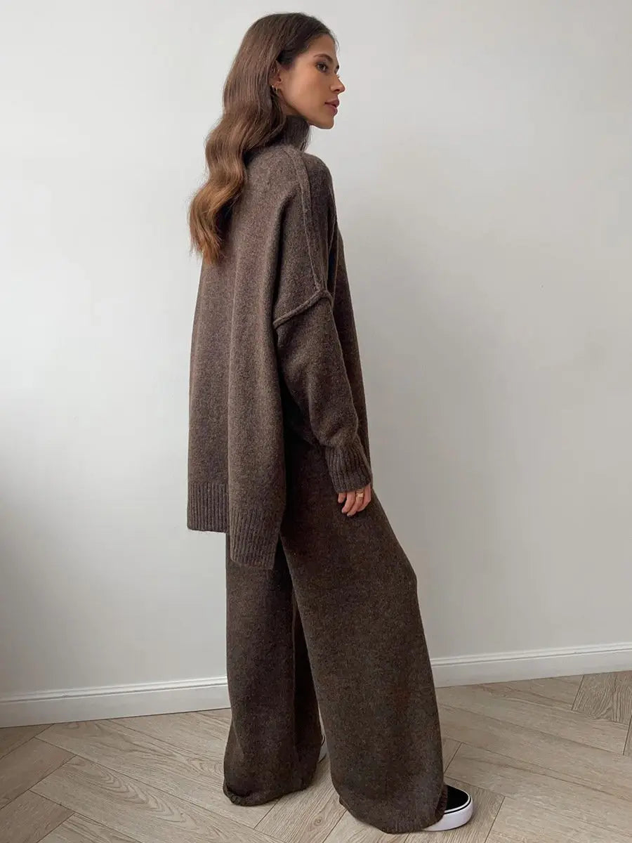 Completo in maglia due pezzi — Maglione e pantaloni a gamba ampia