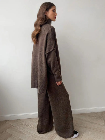Completo in maglia due pezzi — Maglione e pantaloni a gamba ampia