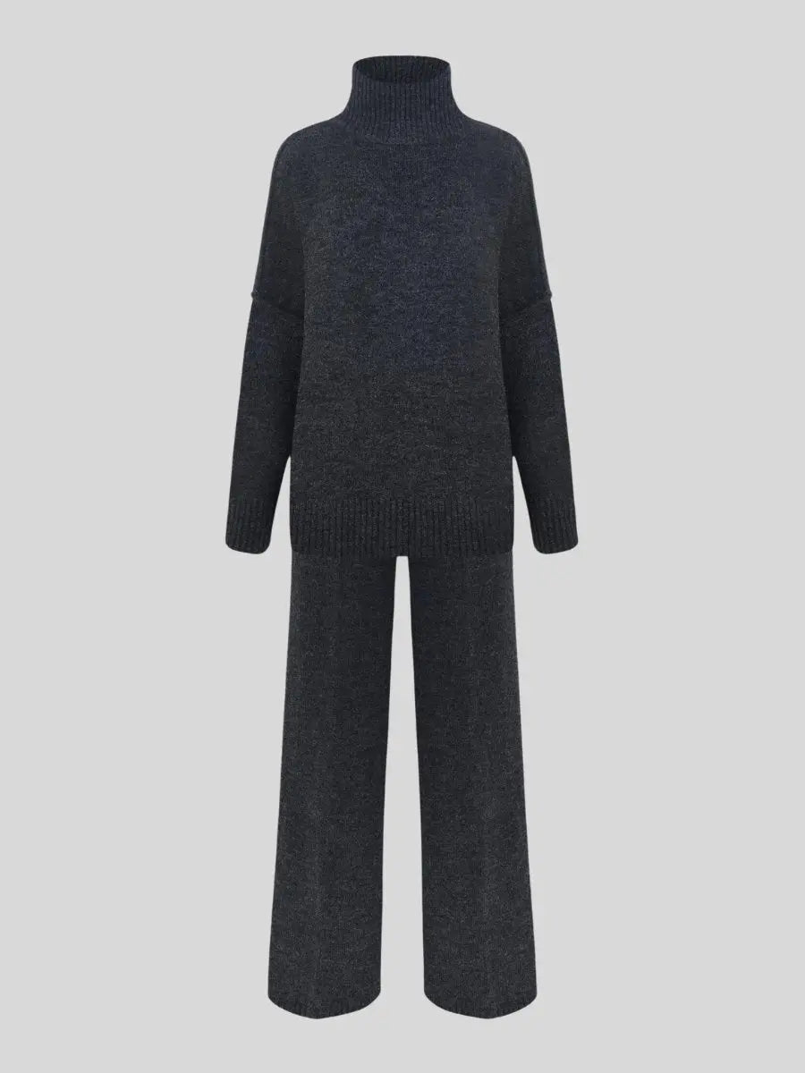 Completo in maglia due pezzi — Maglione e pantaloni a gamba ampia