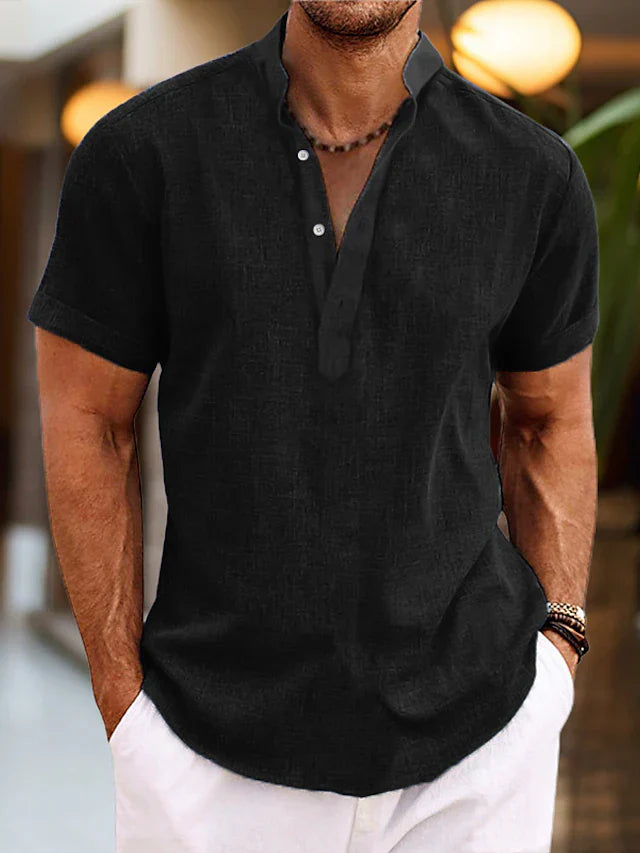 Camisa de lino para hombre, transpirable