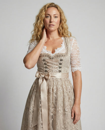 Abito tradizionale dirndl — Abito da Oktoberfest con blusa in pizzo