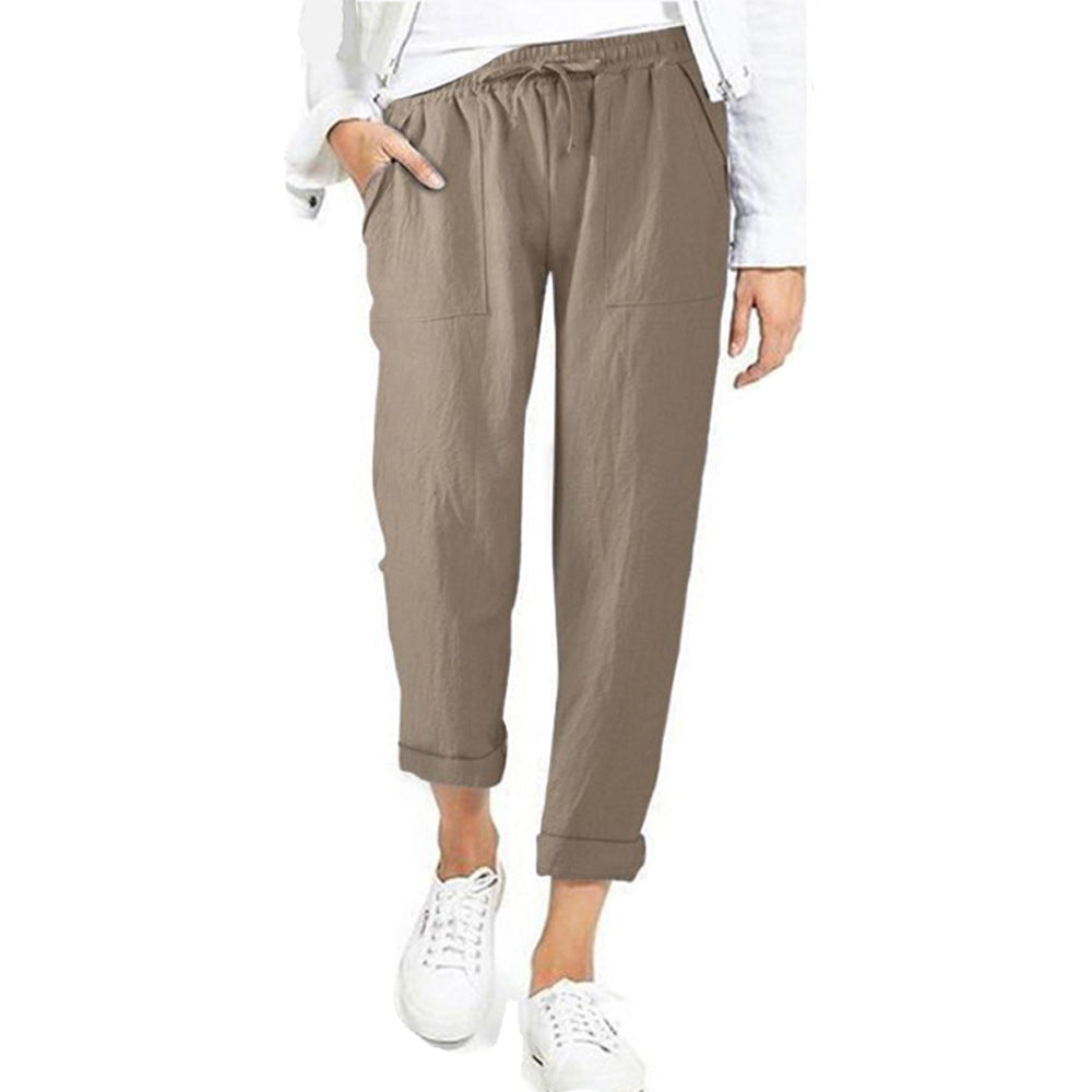 Pantaloni fluidi in lino — Pantaloni leggeri estivi con vita elastica