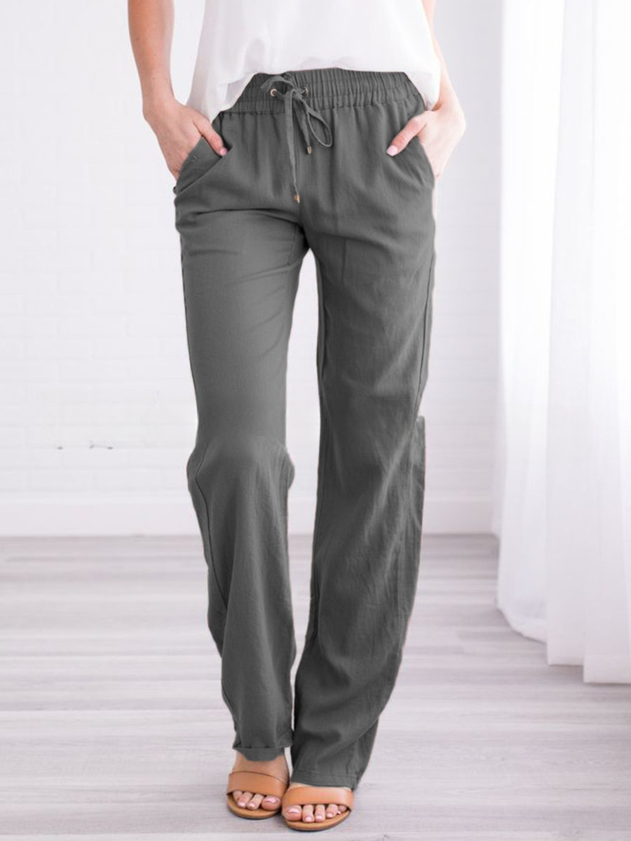 Pantaloni fluidi in lino — Pantaloni leggeri estivi con vita elastica