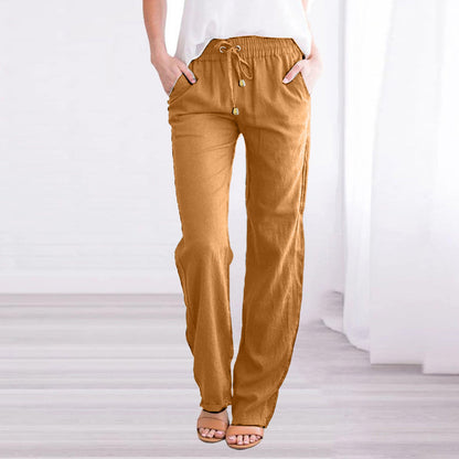 Pantaloni fluidi in lino — Pantaloni leggeri estivi con vita elastica
