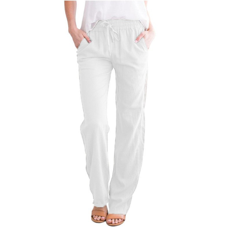 Pantaloni fluidi in lino — Pantaloni leggeri estivi con vita elastica