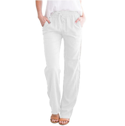 Pantaloni fluidi in lino — Pantaloni leggeri estivi con vita elastica
