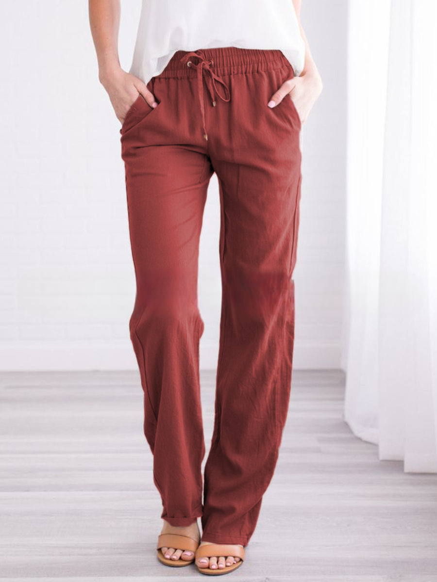 Pantaloni fluidi in lino — Pantaloni leggeri estivi con vita elastica
