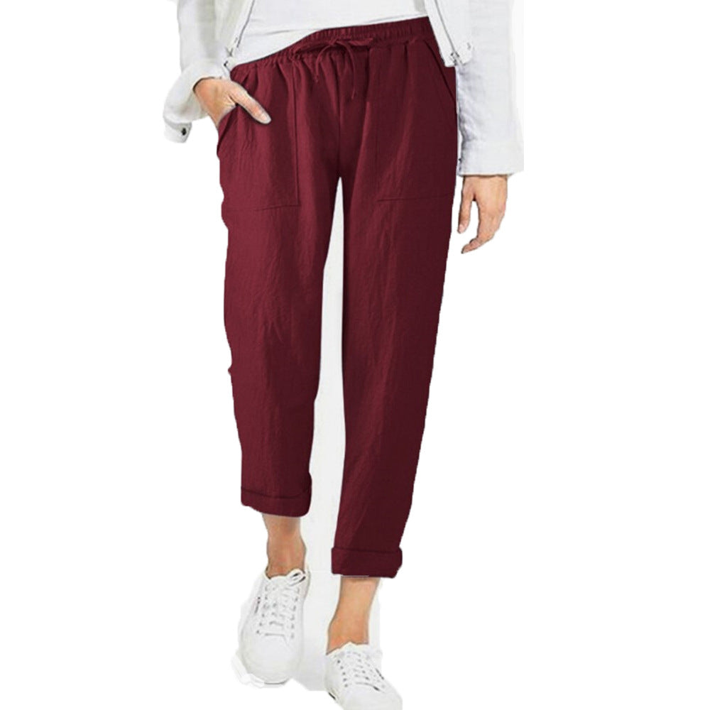 Pantaloni fluidi in lino — Pantaloni leggeri estivi con vita elastica