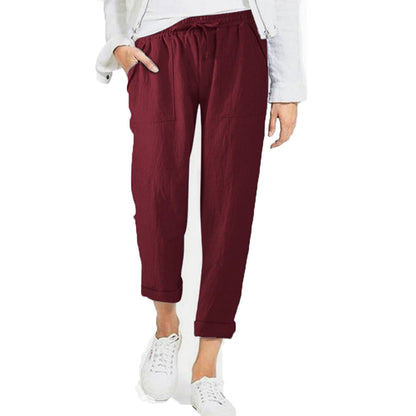 Pantaloni fluidi in lino — Pantaloni leggeri estivi con vita elastica
