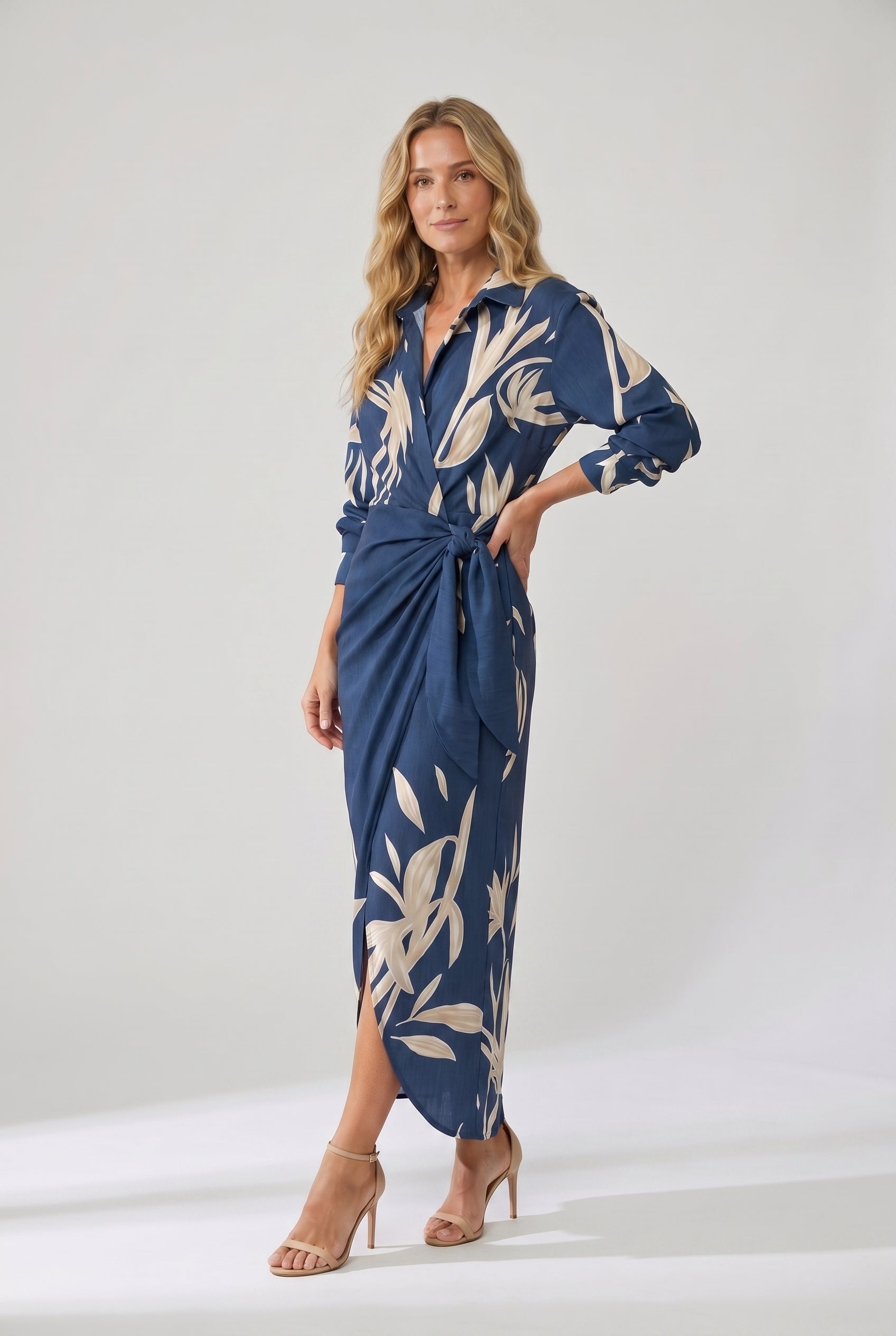 Vestido maxi cruzado para mujer, elegante