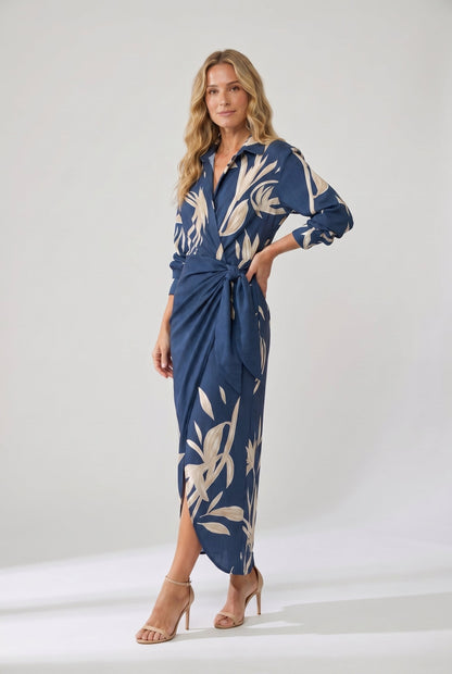 Vestido maxi cruzado para mujer, elegante