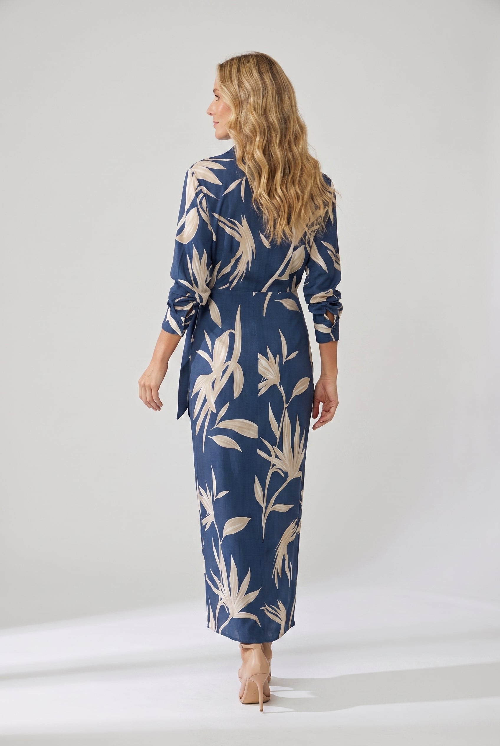 Vestido largo estampado para mujer, abertura lateral