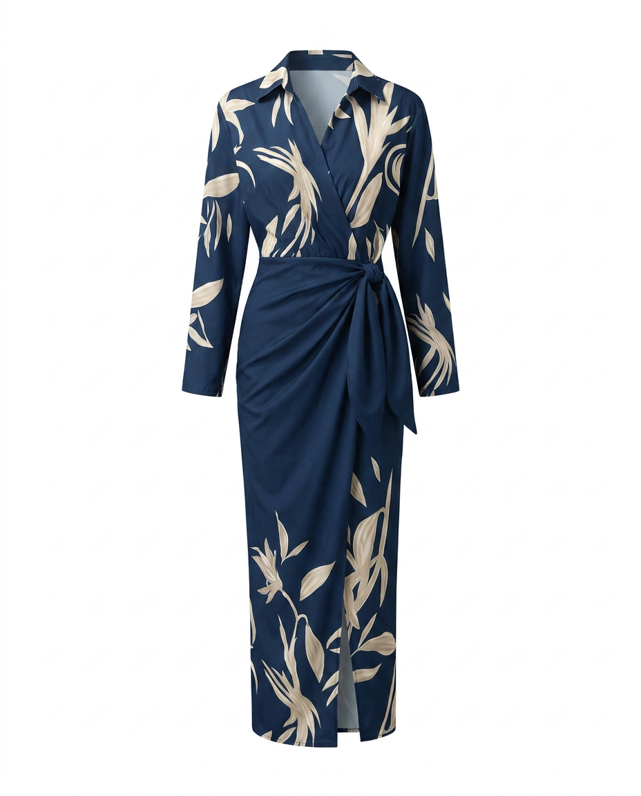 Vestido maxi para mujer, cintura anudada