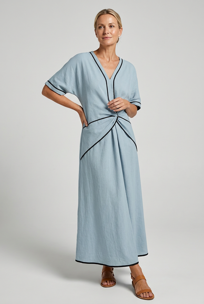 Vestido largo de verano para mujer, nudo frontal