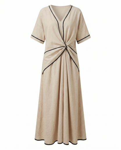 Vestido largo con nudo frontal para mujer, ligero