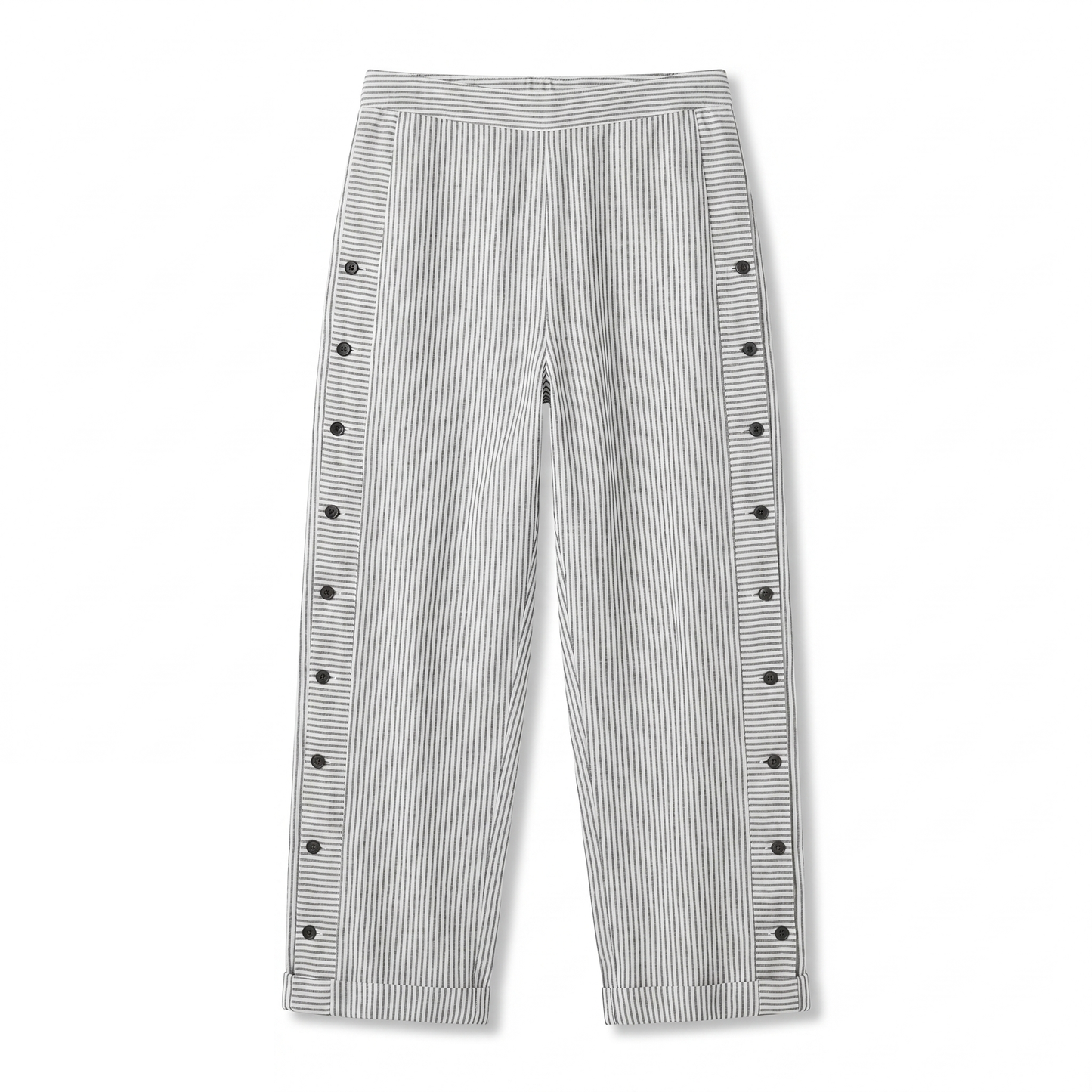 Pantalones de rayas para mujer, botones laterales