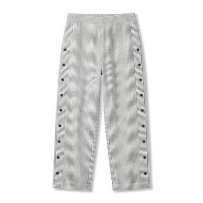 Pantalones de rayas para mujer, botones laterales